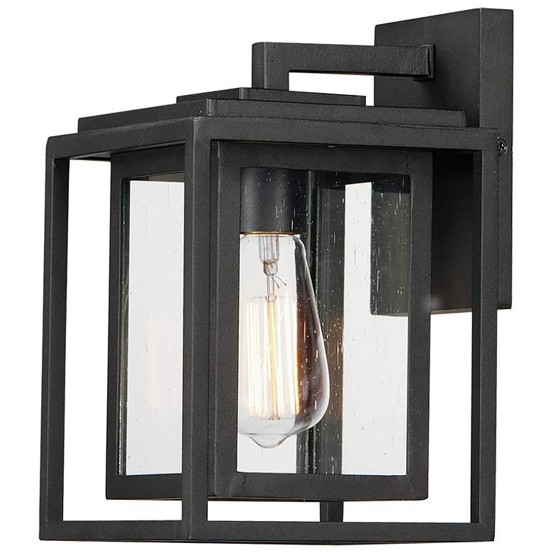 Image 1 Maxim Cabana 11" High Black and Seeded Glass Outdoor Wall Light