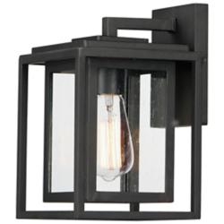 Maxim Cabana 11" High Black and Seeded Glass Outdoor Wall Light