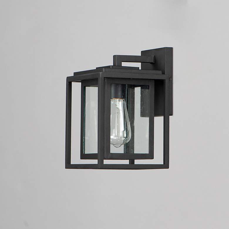 Image 3 Maxim Cabana 11" High Black and Seeded Glass Outdoor Wall Light more views