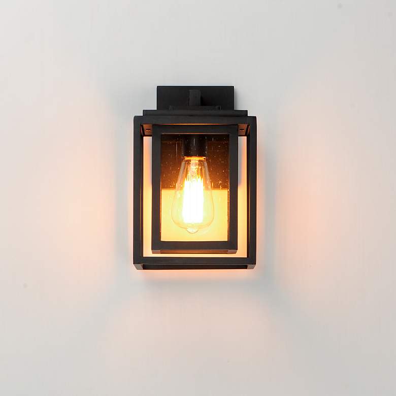 Image 5 Maxim Cabana 11" High Black and Seeded Glass Outdoor Wall Light more views
