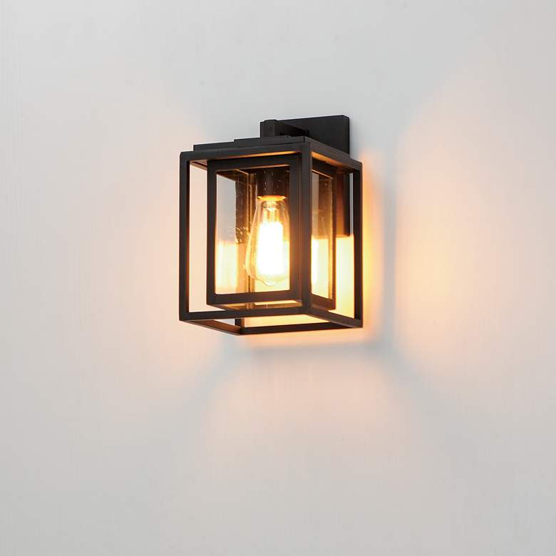 Image 6 Maxim Cabana 11" High Black and Seeded Glass Outdoor Wall Light more views