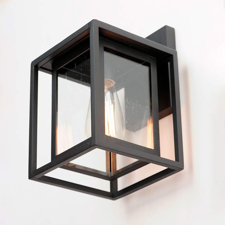 Image 7 Maxim Cabana 11" High Black and Seeded Glass Outdoor Wall Light more views