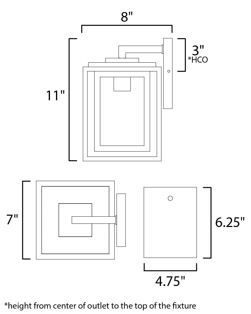 Maxim Cabana 11" High Black and Seeded Glass Outdoor Wall Light