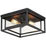 Maxim Cabana 12" Wide Black and Seeded Glass Outdoor Ceiling Light