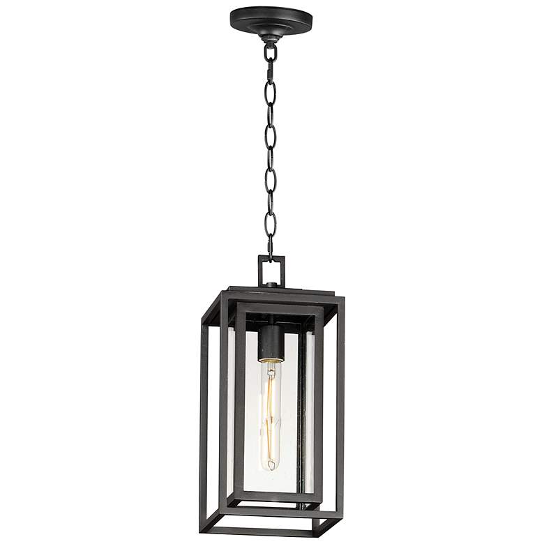 Image 1 Maxim Cabana 15.5 inch High Black and Seeded Glass Outdoor Hanging Light