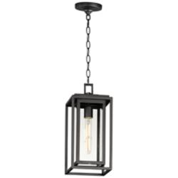Maxim Cabana 15.5" High Black and Seeded Glass Outdoor Hanging Light