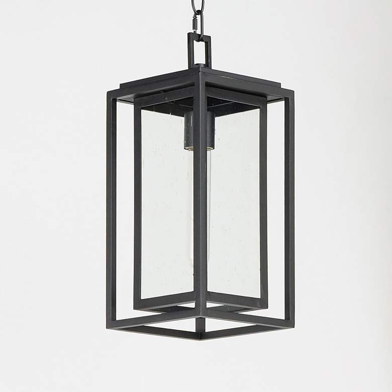 Image 2 Maxim Cabana 15.5" High Black and Seeded Glass Outdoor Hanging Light more views
