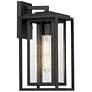 Maxim Cabana 15" High Black and Seeded Glass Outdoor Wall Light