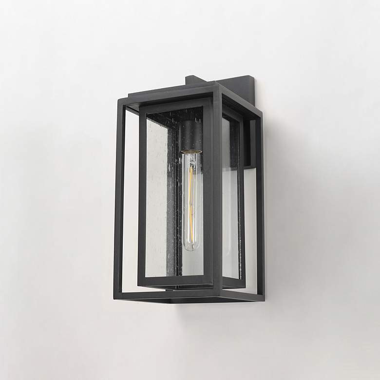 Image 2 Maxim Cabana 15" High Black and Seeded Glass Outdoor Wall Light more views