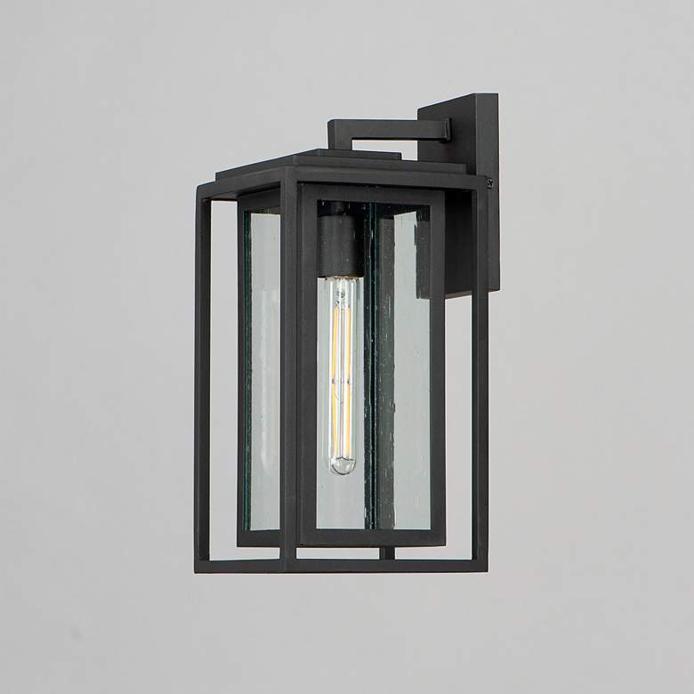 Image 3 Maxim Cabana 15" High Black and Seeded Glass Outdoor Wall Light more views