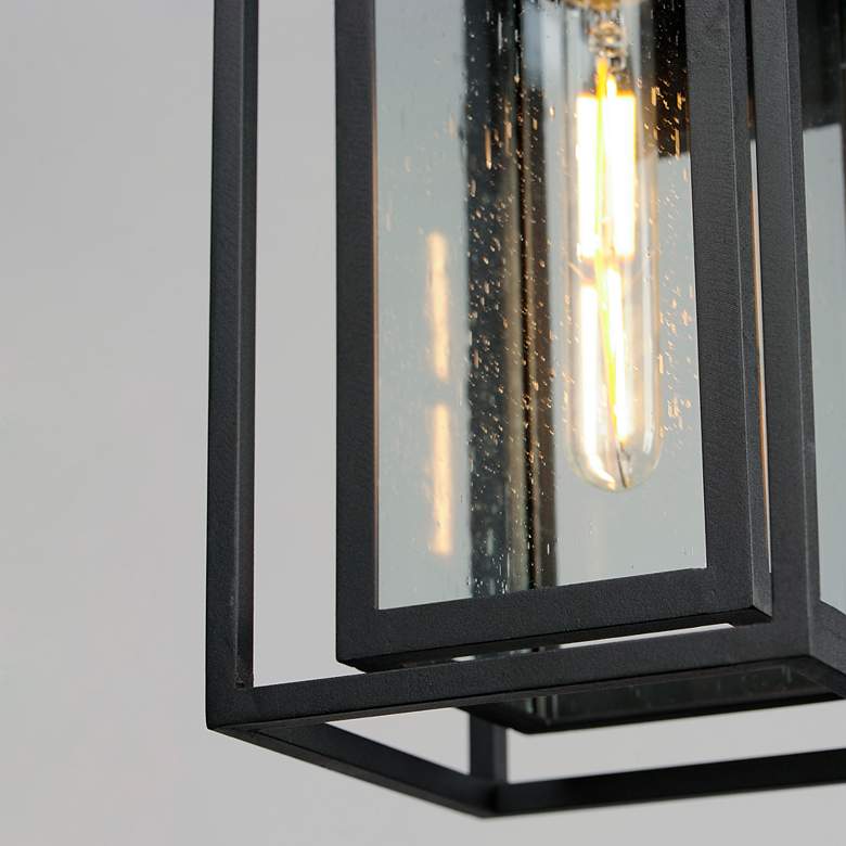 Image 7 Maxim Cabana 15" High Black and Seeded Glass Outdoor Wall Light more views