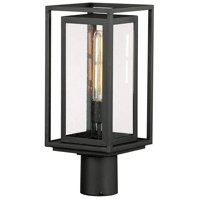 Image 1 Maxim Cabana 16.75 inch High Black and Seeded Glass Outdoor Post Light