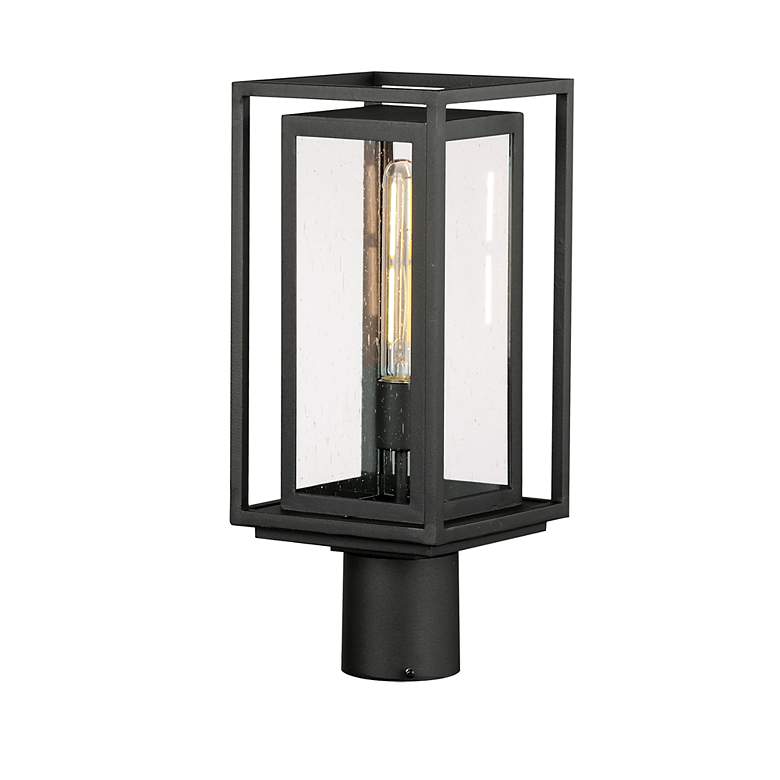 Image 2 Maxim Cabana 16.75" High Black and Seeded Glass Outdoor Post Light more views