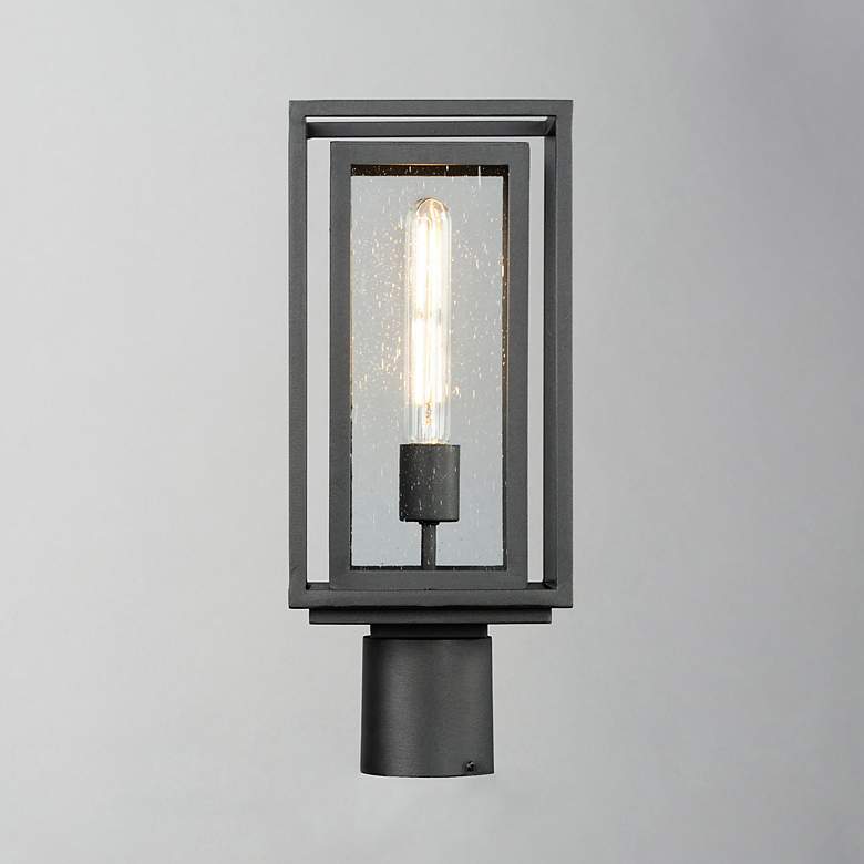 Image 4 Maxim Cabana 16.75" High Black and Seeded Glass Outdoor Post Light more views