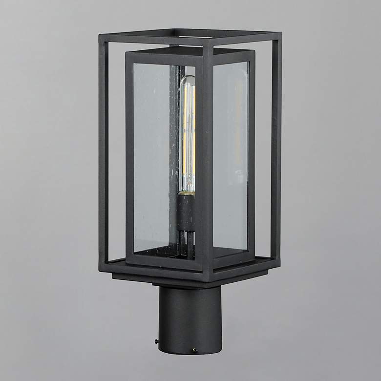 Image 5 Maxim Cabana 16.75" High Black and Seeded Glass Outdoor Post Light more views
