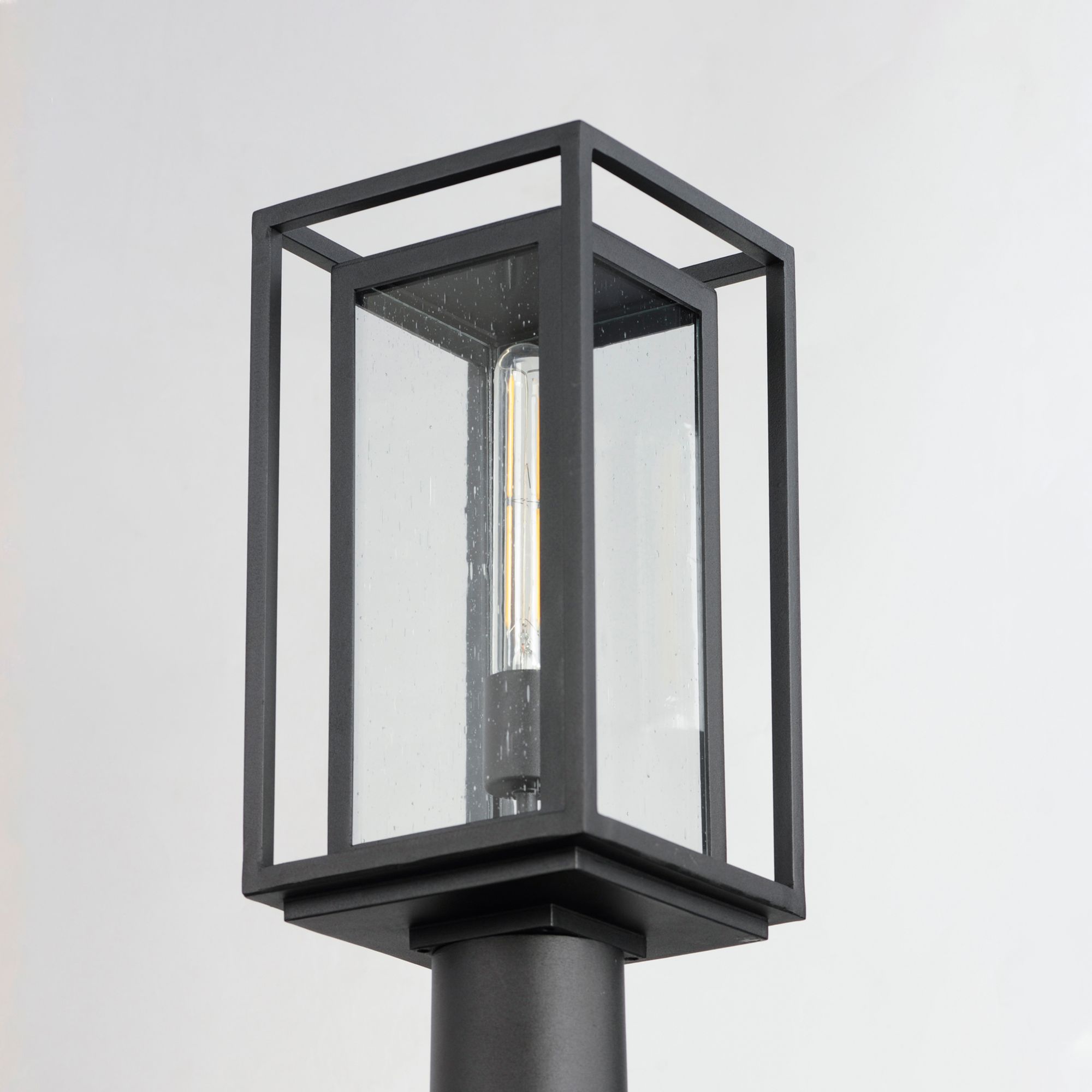 Maxim Cabana 16.75" High Black and Seeded Glass Outdoor Post Light