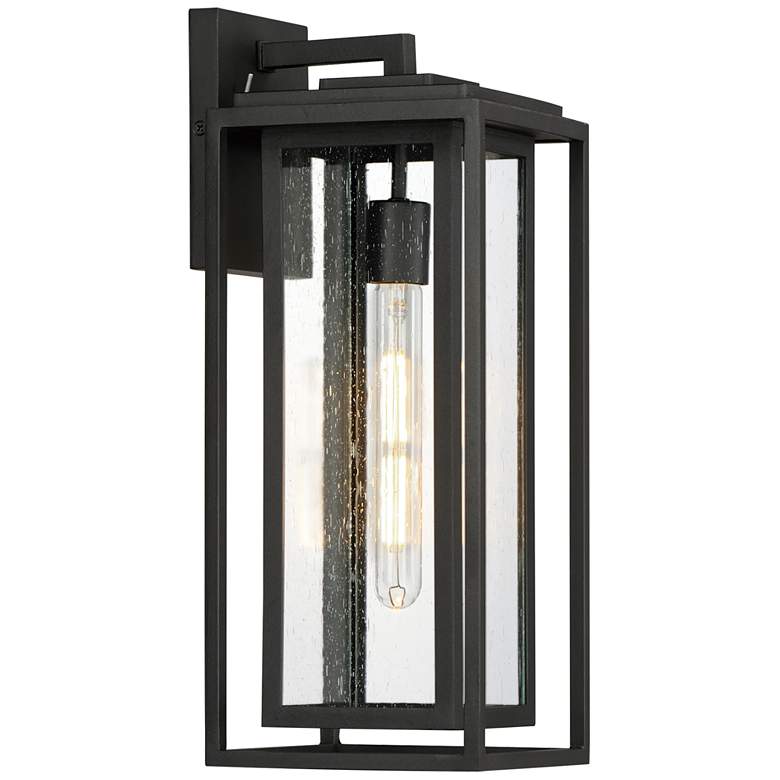 Image 1 Maxim Cabana 18 inch High Black and Seeded Glass Outdoor Wall Light