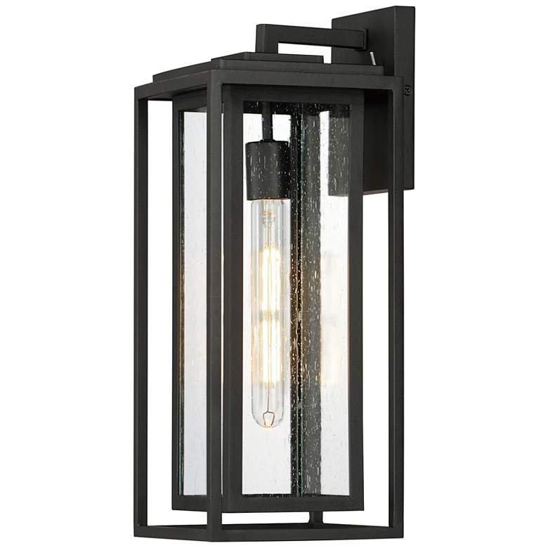 Image 1 Maxim Cabana 18 inch High Black and Seeded Glass Outdoor Wall Light