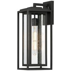 Maxim Cabana 18" High Black and Seeded Glass Outdoor Wall Light