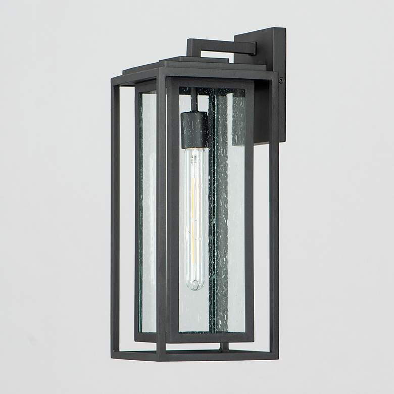 Image 4 Maxim Cabana 18" High Black and Seeded Glass Outdoor Wall Light more views