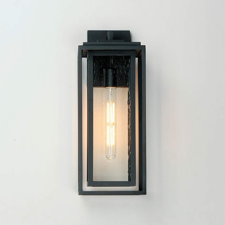 Image 6 Maxim Cabana 18" High Black and Seeded Glass Outdoor Wall Light more views