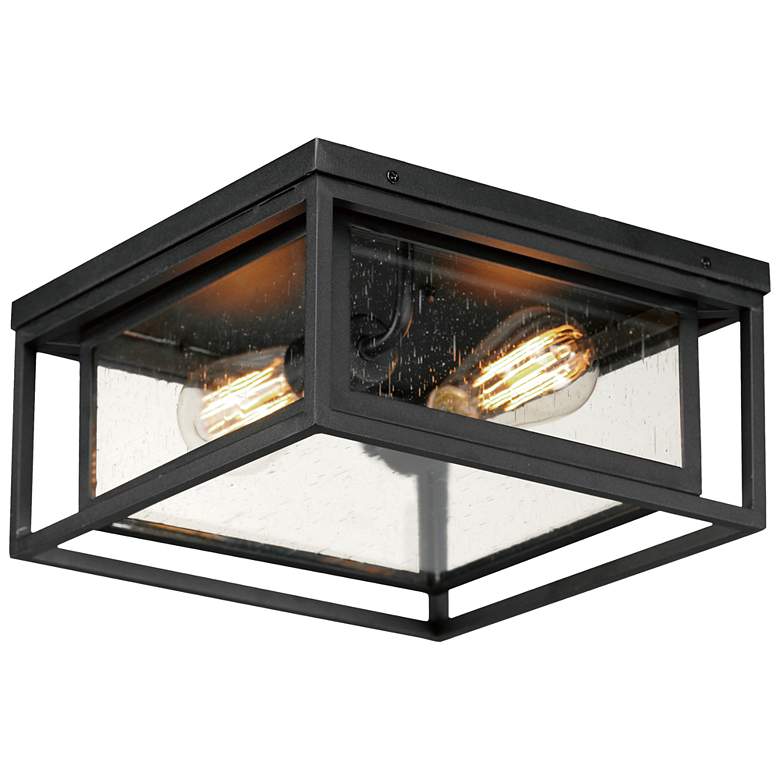 Image 1 Maxim Cabana VX 12" Wide Black 2-Light Flush Mount
