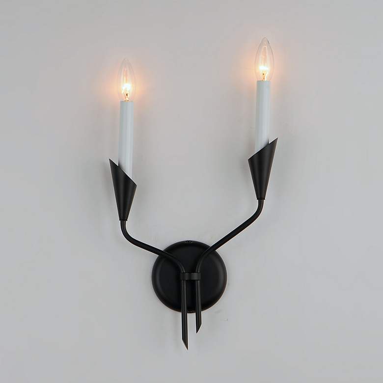 Image 1 Maxim Calyx 17" High Black 2-Light Wall Sconce