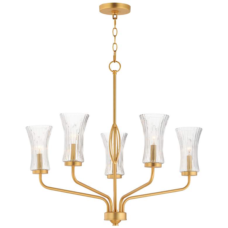 Image 2 Maxim Camelot 28 1/4"W Natural Aged Brass 5-Light Chandelier