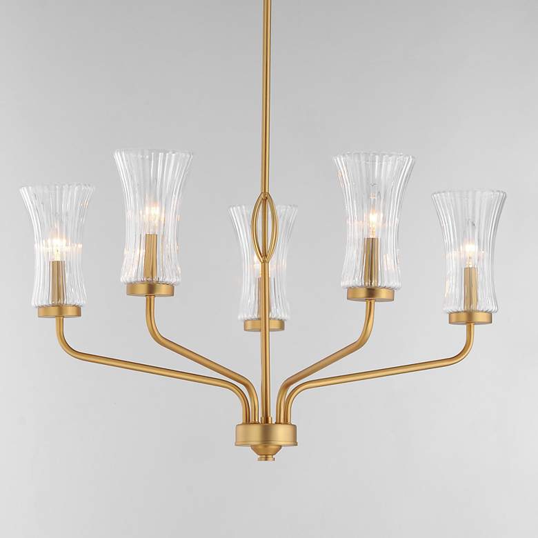 Image 1 Maxim Camelot 28 1/4"W Natural Aged Brass 5-Light Chandelier