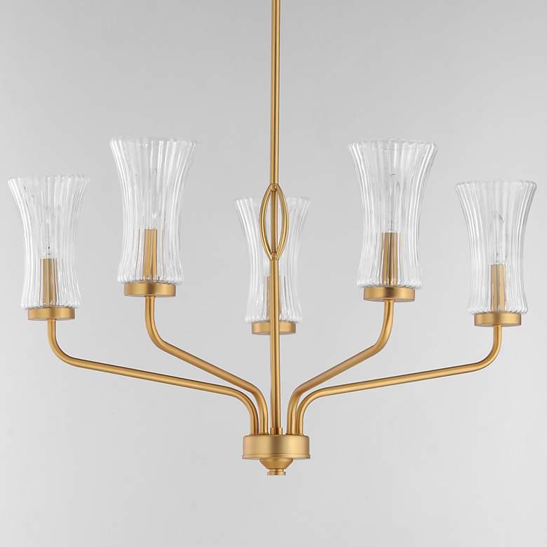Image 5 Maxim Camelot 28 1/4"W Natural Aged Brass 5-Light Chandelier more views