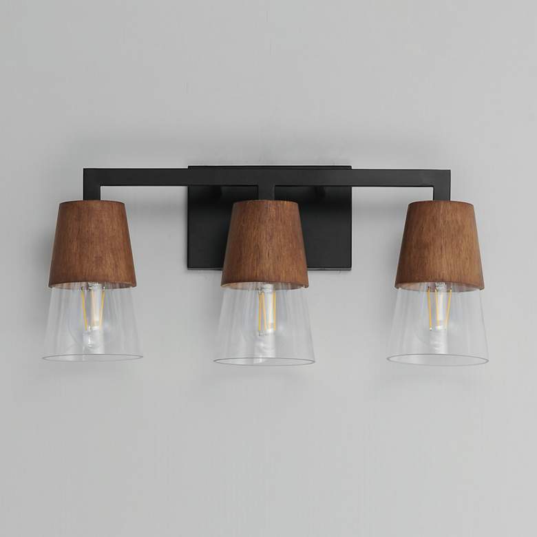 Image 2 Maxim Carpenter 20 1/4"W Walnut and Black 3-Light Bath Light more views