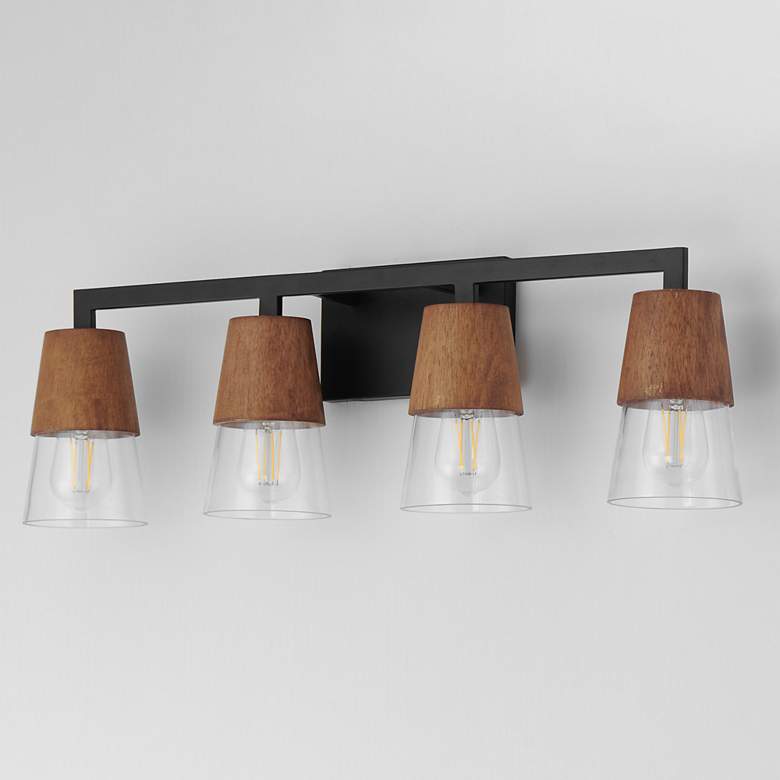 Image 4 Maxim Carpenter 28 1/4"W Walnut and Black 4-Light Bath Light more views
