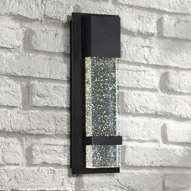 Image 1 Maxim Cascade 13 3/4"H Black Small LED Outdoor Wall Light
