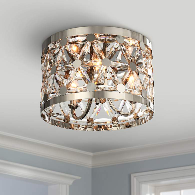 Image 1 Maxim Cassiopeia 14"W Polished Nickel 3-Light Ceiling Light