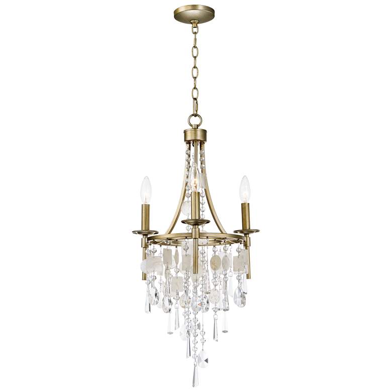 Image 1 Maxim Cebu 15 inch Wide Traditional Gold and Glass 3-Light Chandelier