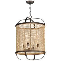 Maxim Cestino 19" Wide Antique Bronze Pendant