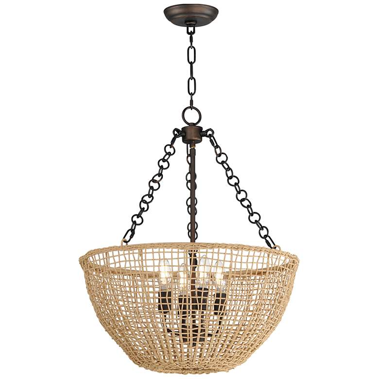 Image 1 Maxim Cestino 21" Wide Antique Bronze 4-Light Pendant