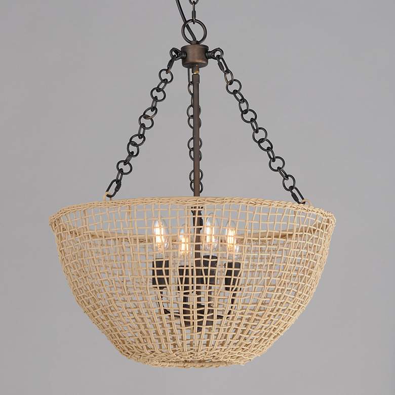 Image 2 Maxim Cestino 21" Wide Antique Bronze 4-Light Pendant more views