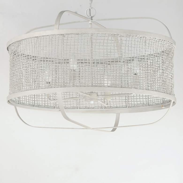 Image 3 Maxim Cestino 30" Weathered White Pendant more views