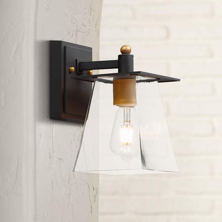 Image 1 Maxim Chalet 10" High Bronze and Gold LED Outdoor Wall Light