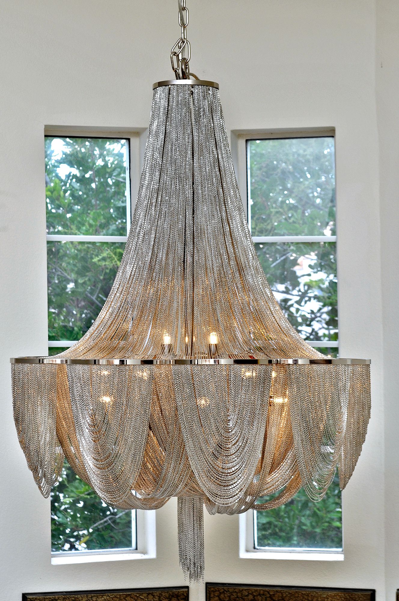 Maxim Chantilly 14" Wide Nickel Jewelry Chain Chandelier