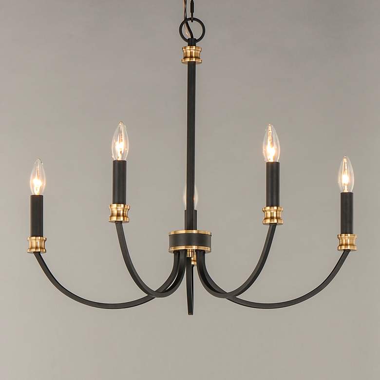 Image 1 Maxim Charlton 26" Wide Black 5-Light Candelabra Chandelier