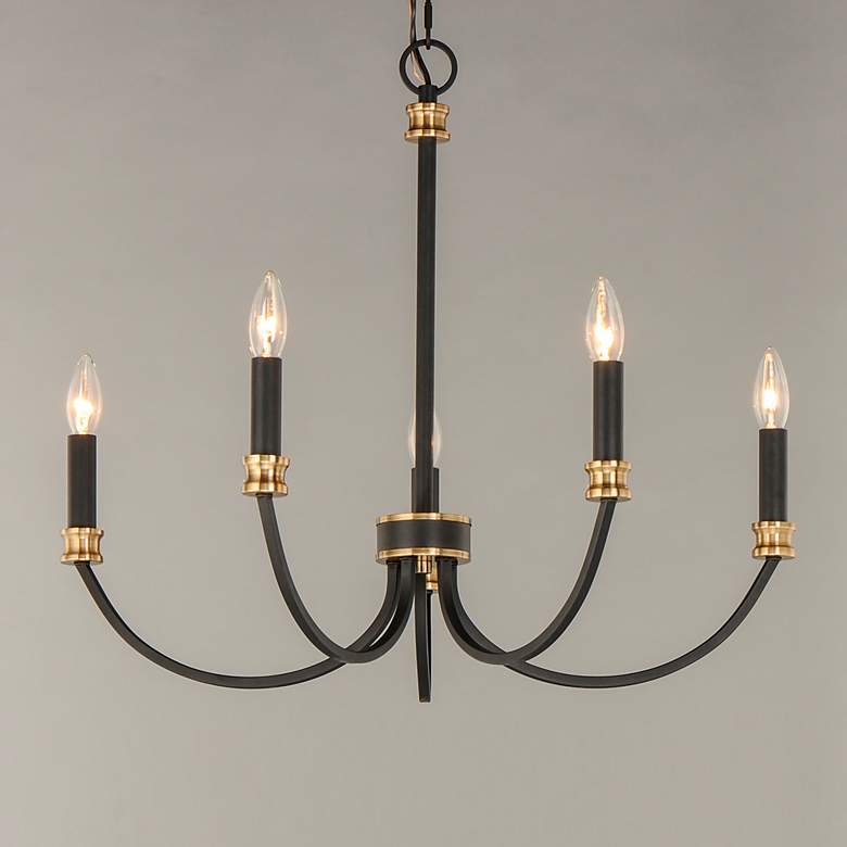 Image 1 Maxim Charlton 26 inch Wide Black 5-Light Candelabra Chandelier