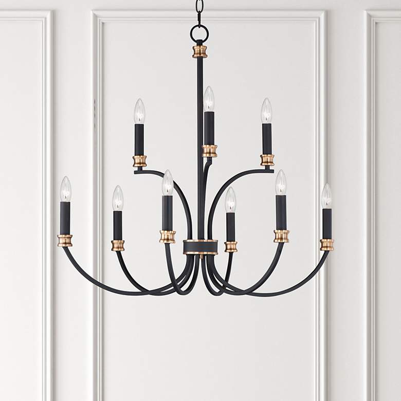 Image 1 Maxim Charlton 30" Wide Black 9-Light Tiered Candelabra Chandelier