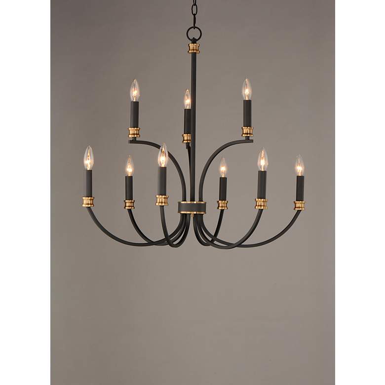 Image 3 Maxim Charlton 30 inch Wide Black 9-Light Tiered Candelabra Chandelier more views