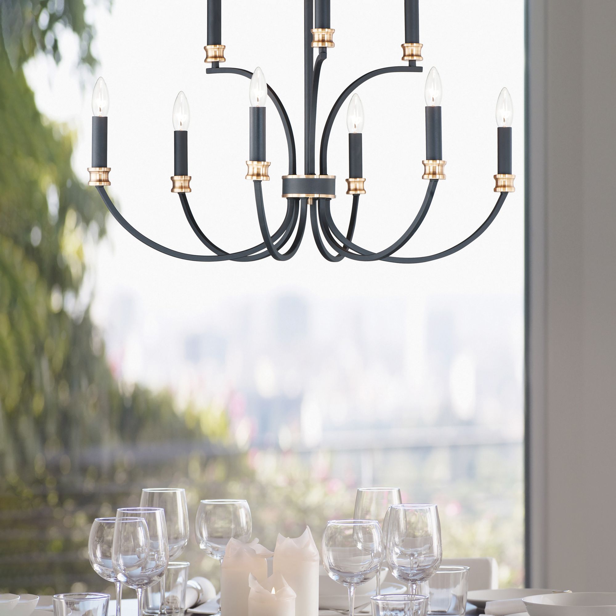 Maxim Charlton 30" Wide Black 9-Light Tiered Candelabra Chandelier