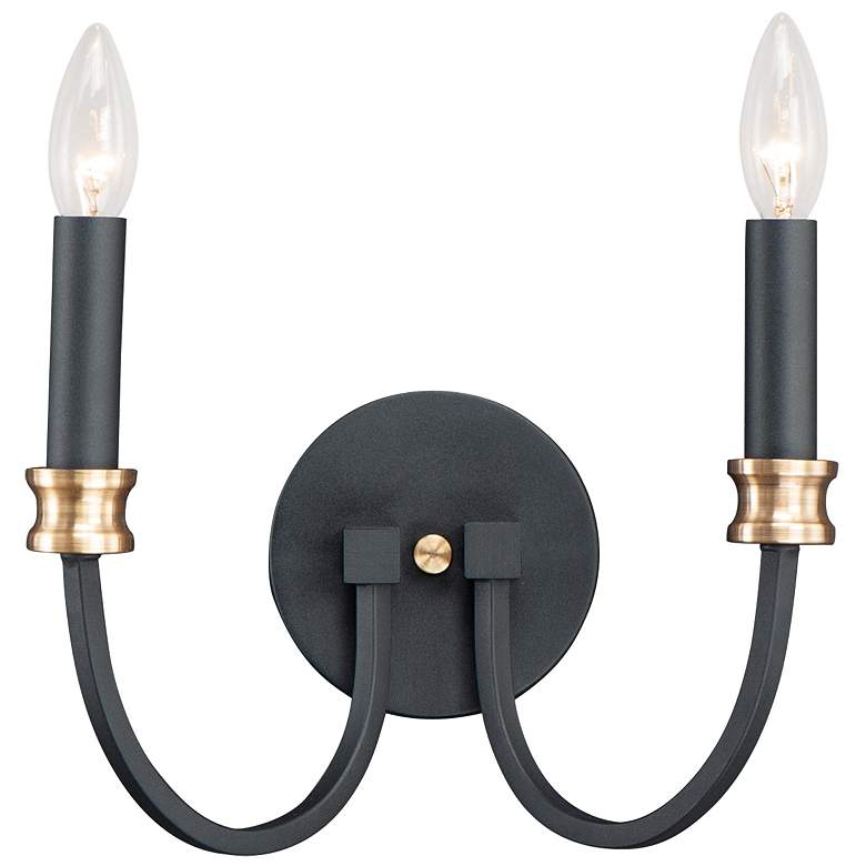 Image 1 Maxim Charlton 8 3/4" High Black 2-Light Wall Sconce