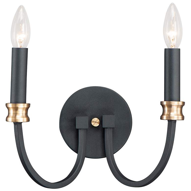 Image 1 Maxim Charlton 8 3/4 inch High Black 2-Light Wall Sconce