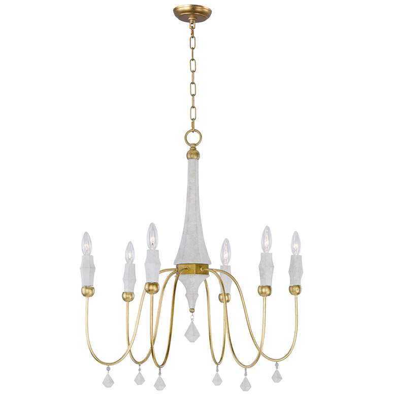 Image 1 Maxim Claymore 28 inch Wide Gold Finish 6-Light Chandelier