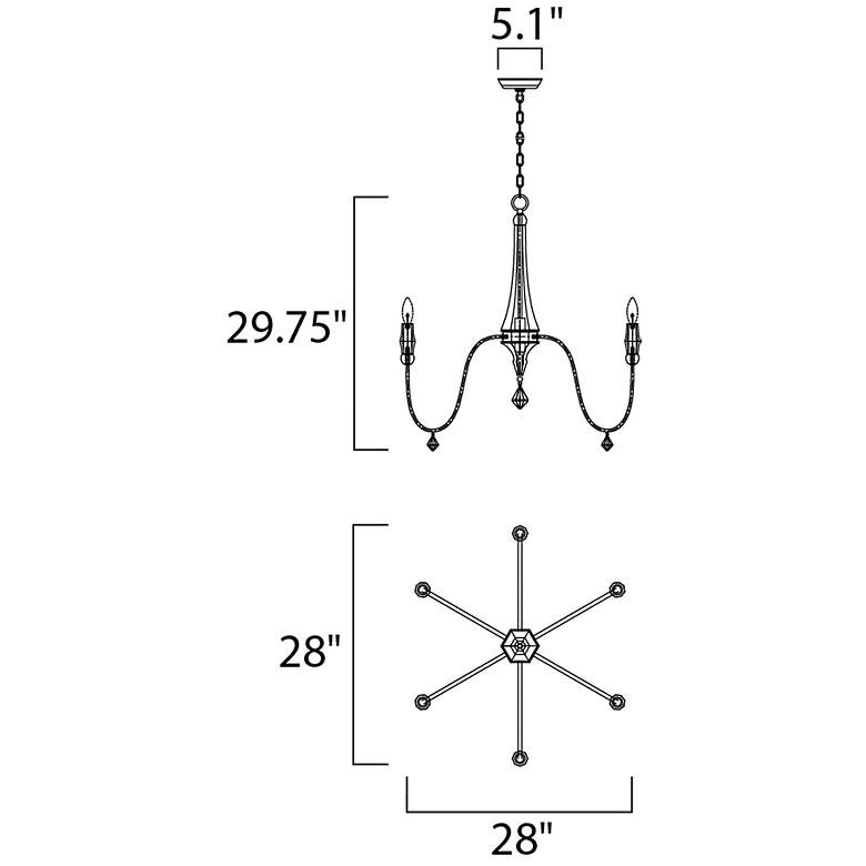 Image 4 Maxim Claymore 28" Wide Gold Finish 6-Light Chandelier more views